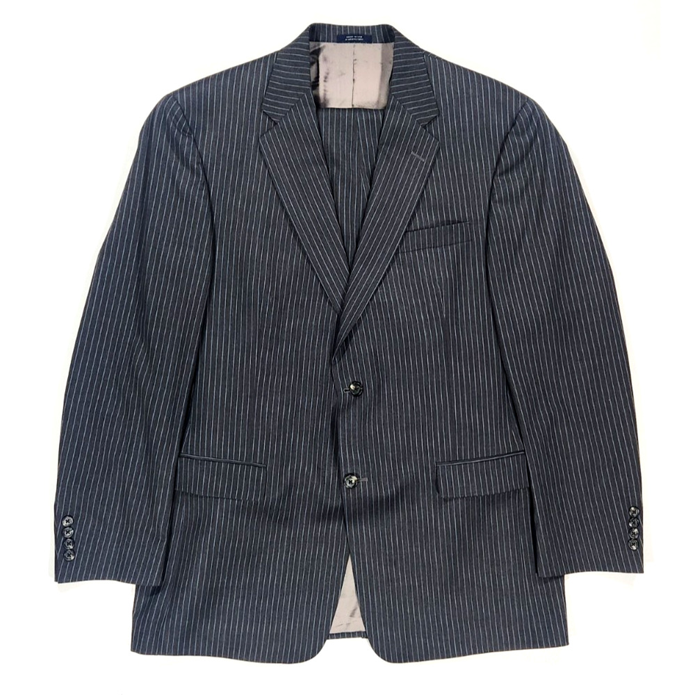 Hart Schaffner Marx 1887 Pinstripe Suit Charcoal Grey 44L 40 x 29 Made in USA